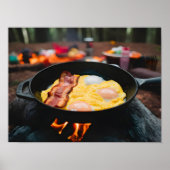 Camping Frühstück Vergnügen: Bacon und Eier Poster (Vorne)