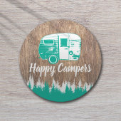 Camping Fun Happy Campers Rustikaler Wald Runder Pappuntersetzer