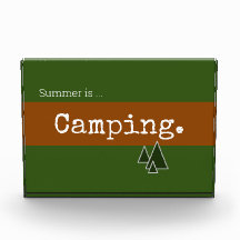 CAMPING Fun Retro Forest Green Brown Streifen
