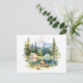 Camping für Aquarellbilder Postkarte (Stehend Vorderseite)