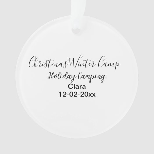 Camping für Winterurlaub Ornament (Vorderseite)