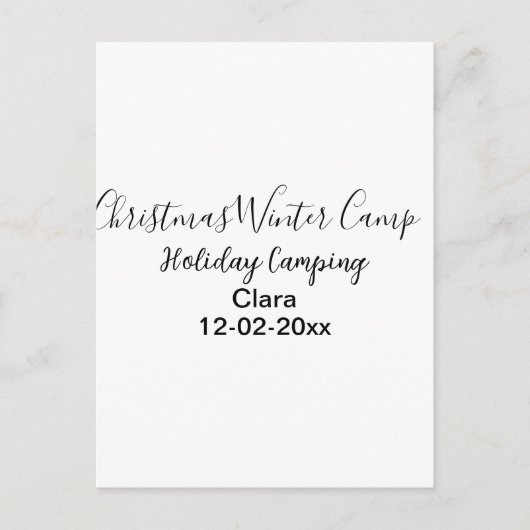 Camping für Winterurlaub Postkarte (Vorderseite)