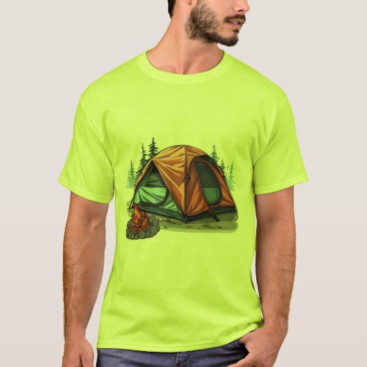 Camping für Zelt in grüner Natur T-Shirt (Vorderseite)