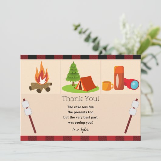 Camping Geburtstag Danke Karte (Stehend Vorderseite)
