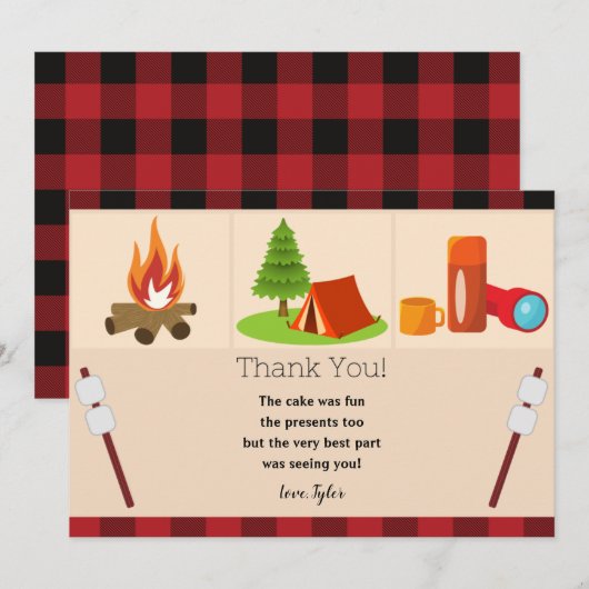 Camping Geburtstag Danke Karte (Vorne/Hinten)