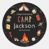 Camping-Geburtstags-Dank-Aufkleber Runder Aufkleber (Vorderseite)