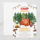 Camping-Geburtstagsfeier Einladung (Vorne/Hinten)