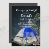 Camping Geburtstagsfeier Einladung, bearbeitbares Einladung (Vorne/Hinten)