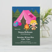 Camping Geburtstagsmädchen Einladung (Stehend Vorderseite)