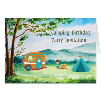 Camping Geburtstagsparty Einladungskarte für Kinde