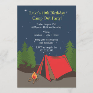 Camping Geburtstagsparty| Junge Einladung