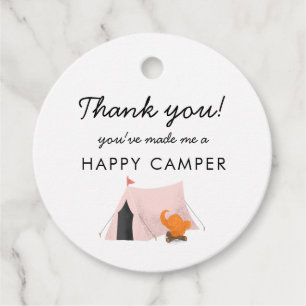 Camping Geburtstagsparty Pink Zelt Happy Camper Geschenkanhänger