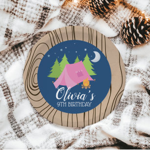 Camping Geburtstagsparty Teller Holzhintergrund