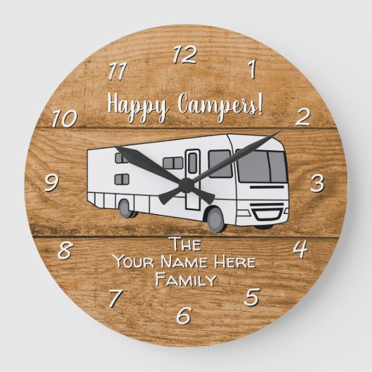 Camping Generic Class A wood Design Large Clock Große Wanduhr (Vorderseite)