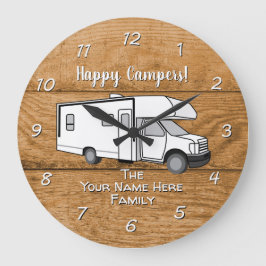 Camping Generic Class C Holzdesign Large Clock Große Wanduhr