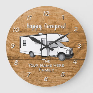 Camping Generic Class C Holzdesign Large Clock Große Wanduhr