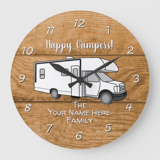 Camping Generic Class C Holzdesign Large Clock Große Wanduhr (Vorderseite)