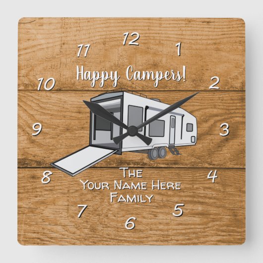 Camping Generic Toy Hauler Holz Design Square Wal Quadratische Wanduhr (Vorderseite)