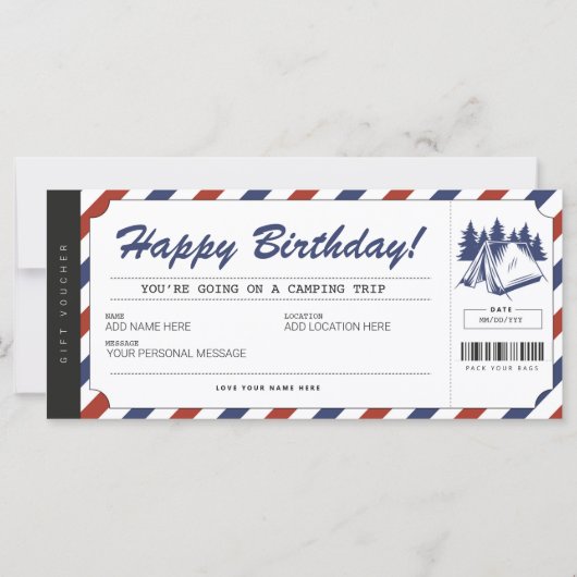 Camping Geschenkgutschein Sommercampingzertifikat (Vorderseite)
