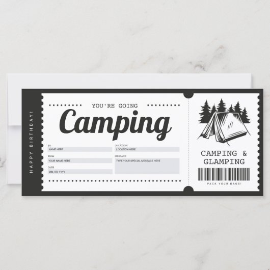 Camping Geschenkgutschein, Summer Camp Certificate (Vorderseite)