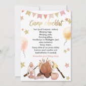 Camping Girl Birthday Bonfire Einladung (Rückseite)