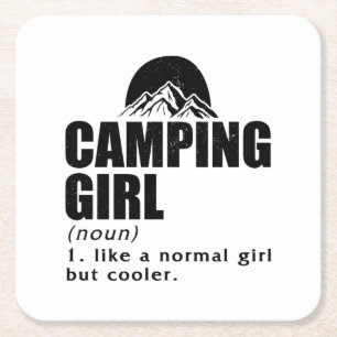 Camping Girl   Campfire Camper Zelt Geschenkideen Rechteckiger Pappuntersetzer