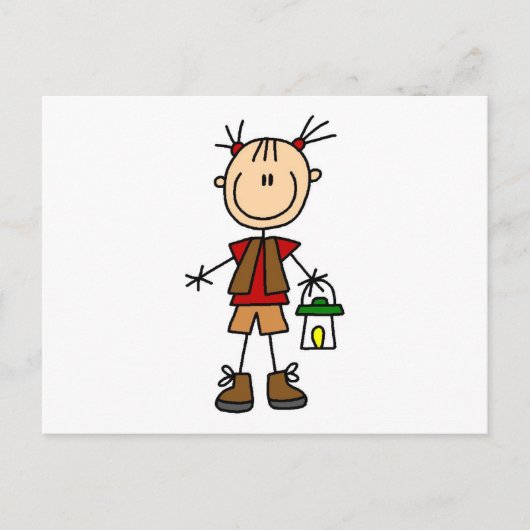 Camping Girl with Lantern Tshirts and Gifts Postkarte (Vorderseite)