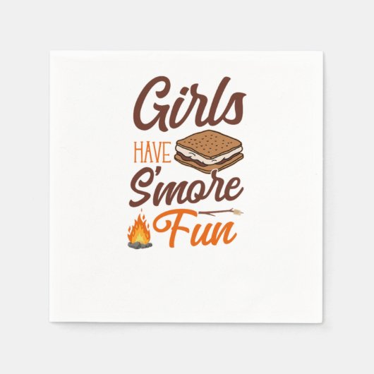Camping Girls haben Spaß Campfire Marshmallow Serviette (Vorderseite)