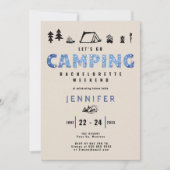 Camping Glam Denim Diamonds Bachelorette Weekend Einladung (Vorderseite)