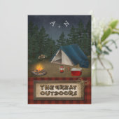 Camping, Glamping, Fischen, Natur-Hochzeit lädt Einladung (Stehend Vorderseite)