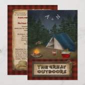 Camping, Glamping, Fischen, Natur-Hochzeit lädt Einladung (Vorne/Hinten)