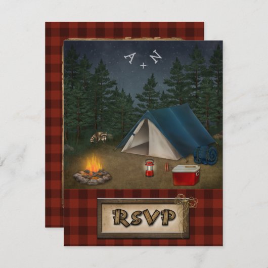Camping Glamping Fishing-Hochzeit RSVP-Karte RSVP Karte (Vorne/Hinten)