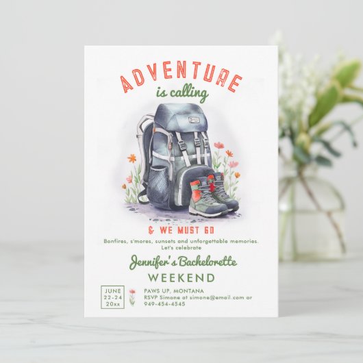 Camping Glamping Wildblumen Junggeselinnen-Abschie Einladung (Stehend Vorderseite)