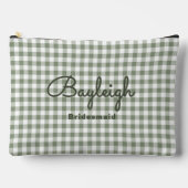 Camping Green Checkered Bridesmaid Zubehörtasche (Vorderseite)