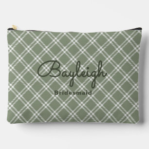Camping Green Checkered Bridesmaid Zubehörtasche