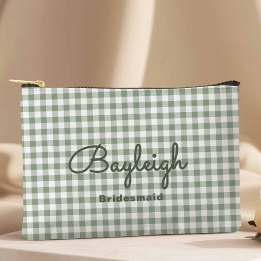Camping Green Checkered Bridesmaid Zubehörtasche