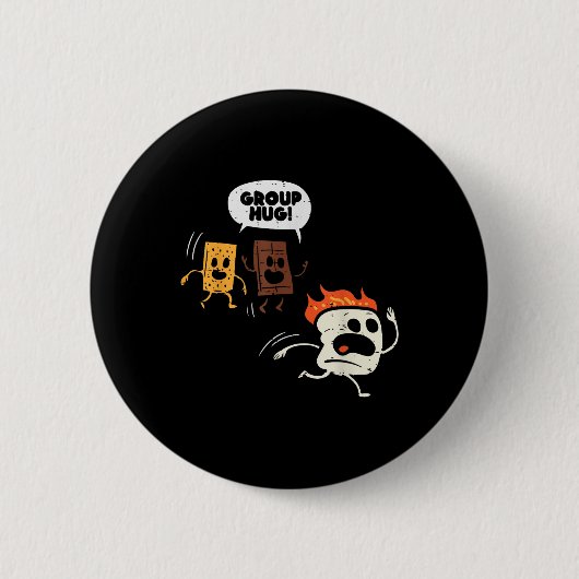 Camping-Gruppenumarmung Smores Lustiger Marshmallo Button (Vorderseite)