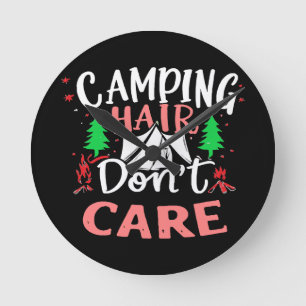 Camping Haar, ist mir egal Lustig Runde Wanduhr