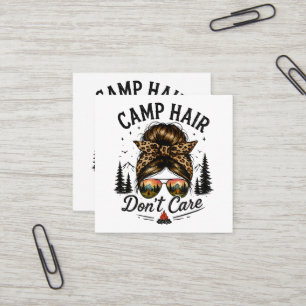 Camping-Haare, völlig egal, unordentlicher Dutt, l Quadratische Visitenkarte