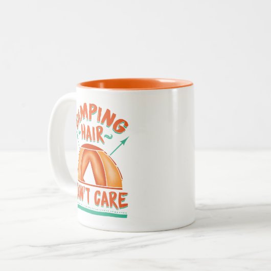 Camping Hair Funny Funny Adventure ist egal Zweifarbige Tasse (Vorderseite Links)