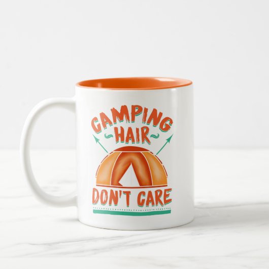 Camping Hair Funny Funny Adventure ist egal Zweifarbige Tasse (Links)