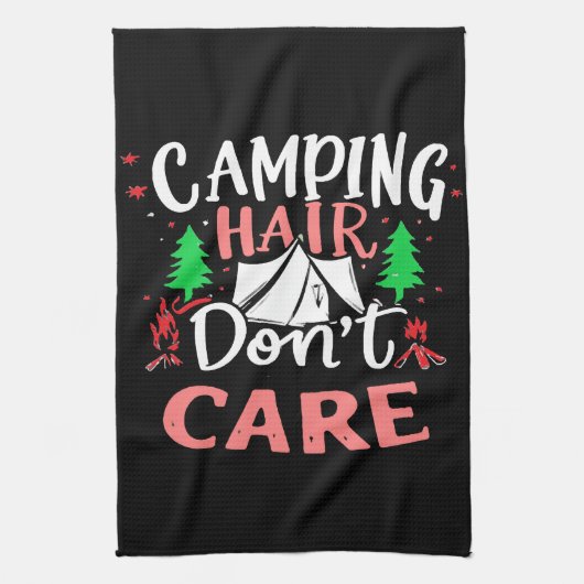 Camping Hair Kümmert sich nicht um Funny Geschirrtuch (Vertikal)