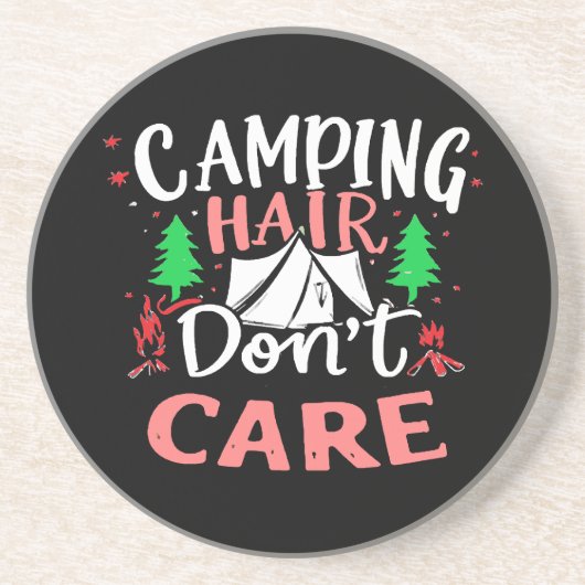 Camping Hair Kümmert sich nicht um Funny Getränkeuntersetzer (Vorne)