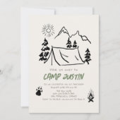 Camping Handgezeichnet Zeltbergjunge 1. Geburtstag Einladung (Vorderseite)