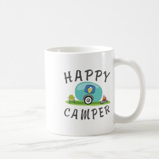 Camping - Happy Camping Anhänger Camper Tee Kaffeetasse (Rechts)