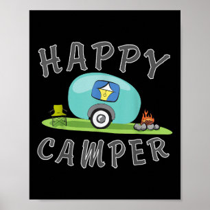 Camping - Happy Camping Trailer Camper T-Shirt Poster