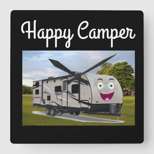 Camping Happy Retirement in der RV von Funnycoomb Quadratische Wanduhr (Vorderseite)
