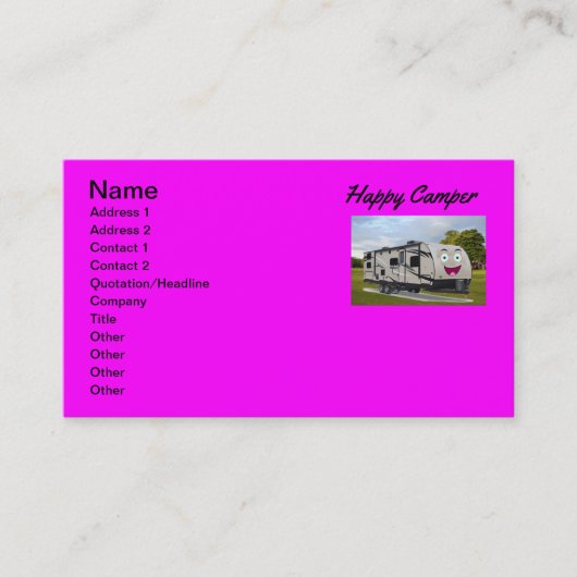 Camping Happy Retirement in der RV von Funnycoomb Visitenkarte (Vorderseite)