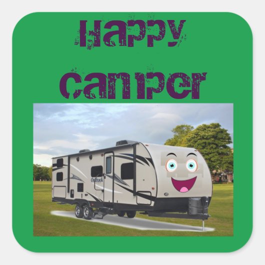 Camping Happy Retirement in the RV von Funnycoomb Quadratischer Aufkleber (Vorderseite)