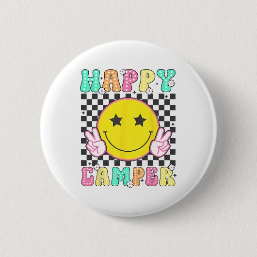 Camping Happy Sommercamp Camping Für Männer Frauen Button (Vorderseite)